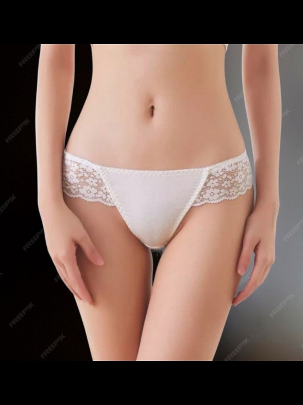 Women's Lace Trim Bikini Panty - White
